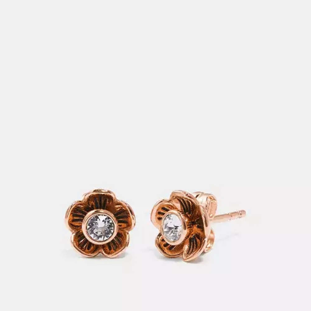 Coach Tea Rose Petal Stud Earrings